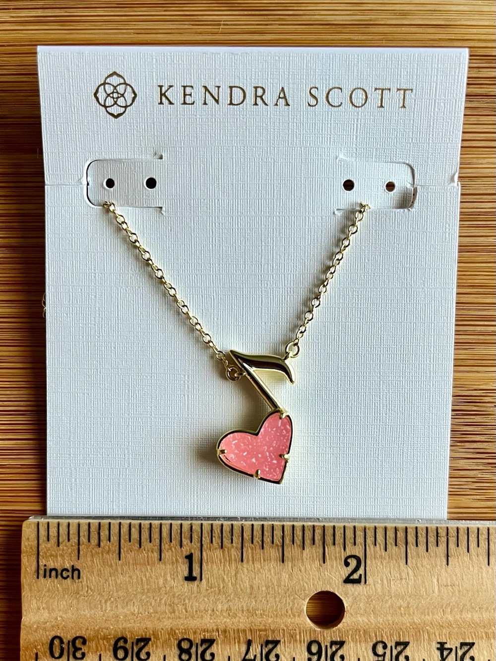 Kendra Scott x Dolly Parton Gold Ari Heart Music Note Necklace Light Pink Drusy